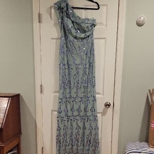Miss Ord Seafoam Green Sequins Evening Gown